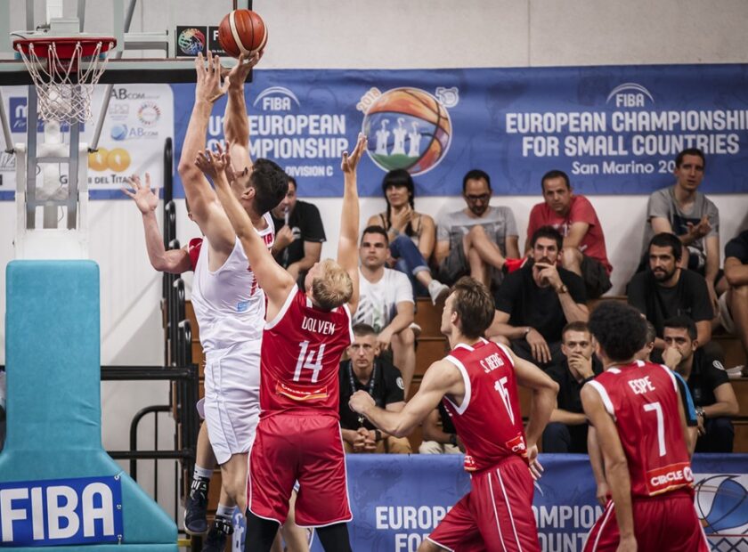 Basketball action from the National team of Malta in the European Championship for Small Countries