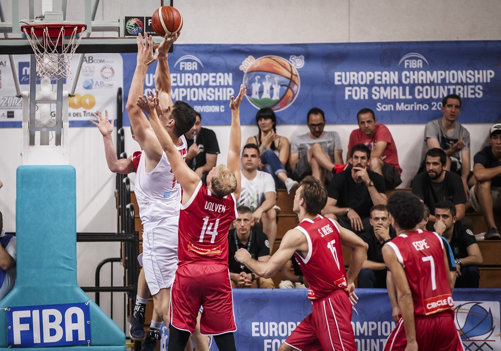 Basketball action from the National team of Malta in the European Championship for Small Countries
